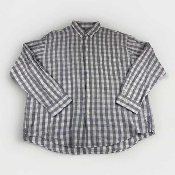 Jos. A. Bank Other - Jos A Bank Reserve Linen Blend Shirt Mens 2XL Button Up Purple Gray Plaid Check‎